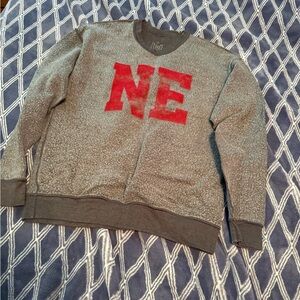 Women's Gray and Red Crew Neck Nebraska Sweater